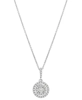 Diamond Double Halo 18" Pendant Necklace (1/4 ct. t.w.) in Sterling Silver, Created for Macy's