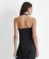 Dkny Women's Sleeveless Halter Tuxedo Jumpsuit