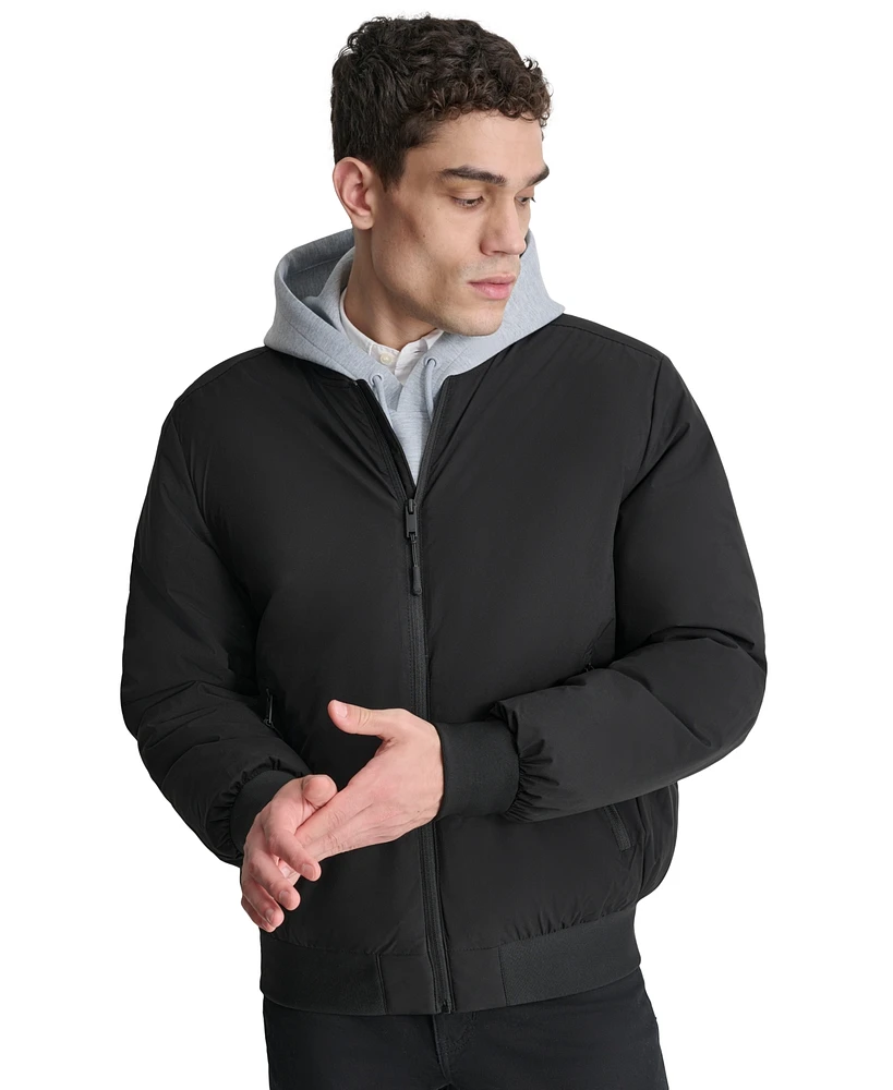 Dkny Men's Stretch Zip-Front Zip-Pocket Bomber Jacket