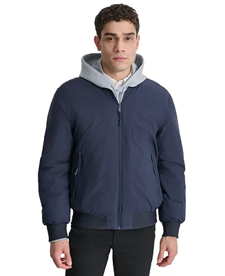 Dkny Men's Stretch Zip-Front Zip-Pocket Bomber Jacket