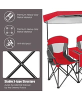 Portable Folding Camping Canopy Chairs with Cup Holder for Two