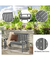 Sugift 52 Inch All-Weather Hdpe Outdoor Bench with Backrest and Armrests