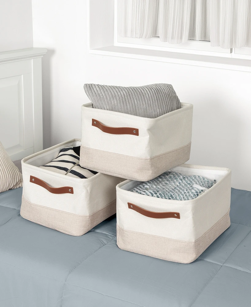 Honey Can Do 3-Pack Decorative Canvas Storage Bins with Handles