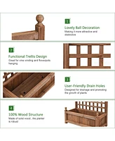 Solid Free Standing Wood Planter Box with Trellis for Garden