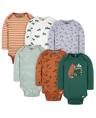 Gerber Baby Boys Long Sleeve Onesies Bodysuits, 6-Pack