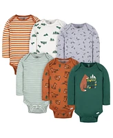 Gerber Baby Boys Long Sleeve Onesies Bodysuits, 6-Pack