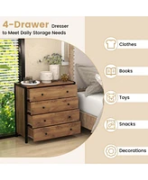 Costway 4-Drawer Dresser Modern Chest of Drawers Wooden Storage