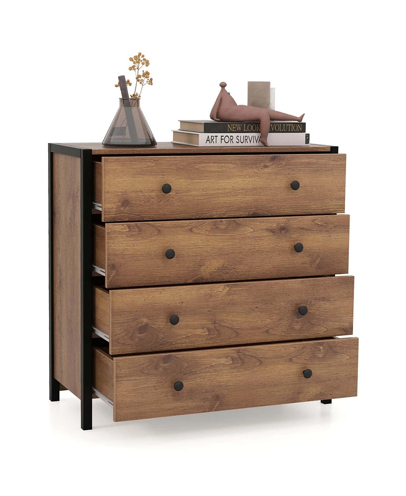 Costway 4-Drawer Dresser Modern Chest of Drawers Wooden Storage