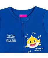 Pinkfong Baby Boys Mommy Shark Daddy 2 Pack Zip Up Sleep N' Play Coveralls Newborn to