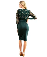 HotSquash London Women's Embroidered Top Pencil Dress Dress