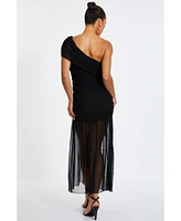 Quiz Women's Mesh One Shoulder Drop Waist Maxi Dress