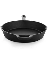 Megachef 10 Inch Round Preseasoned Cast Iron Frying Pan with Handle in Black