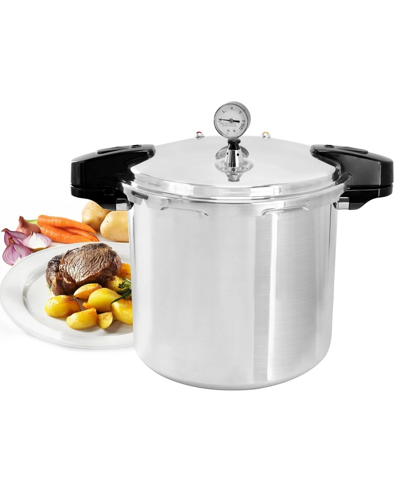 Megachef 24 Quart Large Capacity Aluminum Stovetop Pressure Cooker/Canner for Induction and Gas Stove-Tops