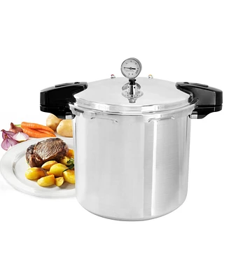 Megachef 24 Quart Large Capacity Aluminum Stovetop Pressure Cooker/Canner for Induction and Gas Stove-Tops