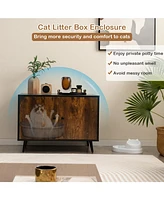 Sugift Industrial Cat Litter Box Enclosure with Divider and Cat-Shaped Entries