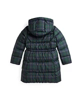 Polo Ralph Lauren Big Girls Plaid Down Hooded Long Jacket