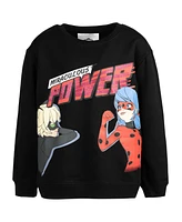 Miraculous Girls Cat Noir Ladybug French Terry Sweatshirt and Leggings Outfit Set to