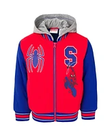 Marvel Toddler Boys Spider-Man French Terry Varsity Zip Up Bomber Jacket to (3T