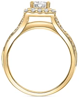 Diamond Princess Halo Triple Row Engagement Ring (1-1/2 ct. t.w.) in 14k Gold