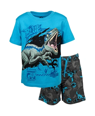 Jurassic World Boys T-Shirt and French Terry Shorts Outfit Set to