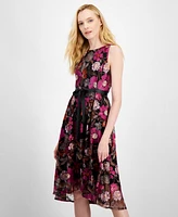 Tahari Petite Sleeveless Embroidered A-Line Dress