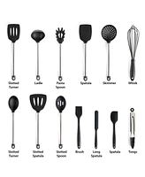 MegaChef Gray Silicone and Stainless Steel Cooking Utensils, Set of 14