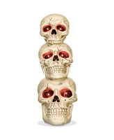 Boo Box Stacked Skulls with Led Eyes and Sound, 27.5" Scary Skeleton Indoor Decor