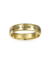 Bling Jewelry Amulet Talisman Heart Infinity Clover Symbol Inspirational Words Love Luck Unity Band Ring Gold Plated .925 Sterling Silver