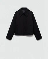 Mango Women's Shirt Collar Cotton Jacket