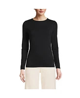 Lands' End Women's Lightweight Jersey Skimming Long Sleeve Crew Neck T-shirt