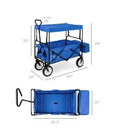 Best Choice Products Folding Utility Cargo Wagon Cart w/ Removable Canopy, Cup Holders