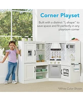 Best Choice Products Pretend Play Corner Kitchen, Ultimate Wooden Toy Set for Kids w/ 6 Accessories