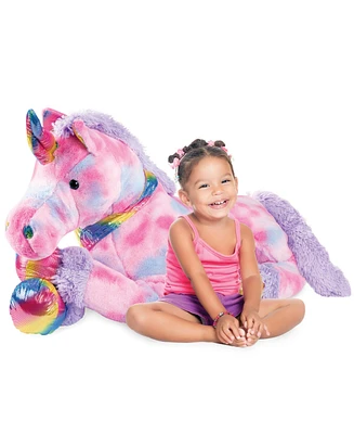 Best Choice Products 52in Kids Extra Large Plush Unicorn, Life-Size Stuffed Animal Toy w/ Rainbow Details