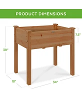 Best Choice Products 34x18x30in Raised Garden Bed, Elevated Wood Planter Box for Kids, Patio w/ Bed Liner - Gray