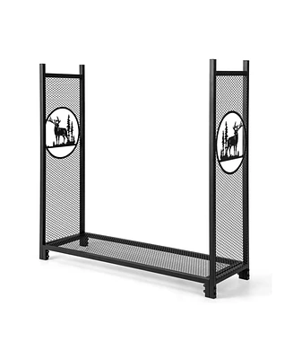 Skonyon 4 Feet Firewood Rack Stand with Mesh Sides