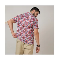 Men's Crimson Red & Ivory White Ethnic Shirt