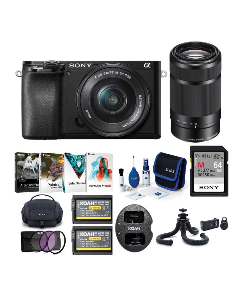 Sony Alpha a6100 Aps-c Mirrorless Camera with 16-50mm and 55-210mm Lens Bundle