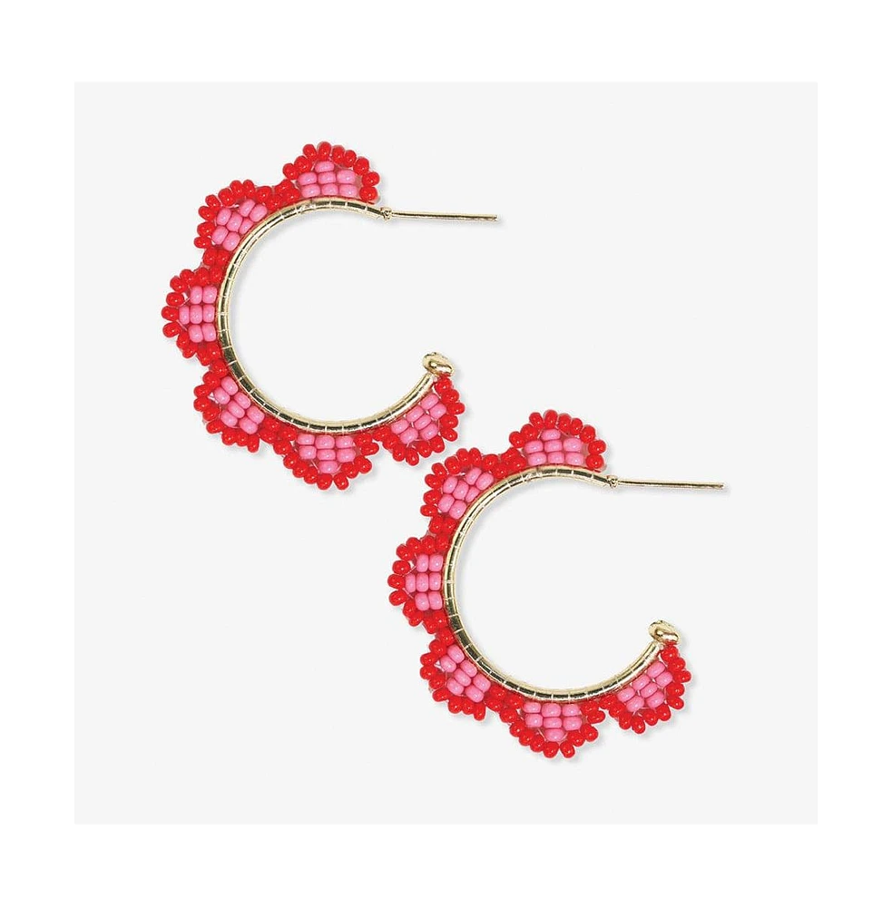 Ink + Alloy Luna Beaded Scallop Gold Hoop Tomato