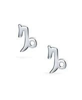 Bling Jewelry Tiny Simple Capricorn Astrology Horoscope Zodiac Stud Earrings .925 Sterling Silver