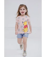 Winnie the Pooh Baby Girls Disney Lilo & Stitch Disney Classics Princess Mermaid T-Shirt and Chambray Shorts Outfit Set