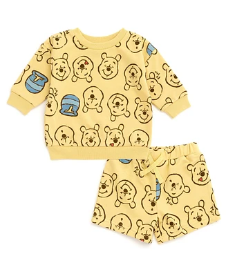 Winnie the Pooh Toddler Boys Disney Mickey Mouse French Terry Sweatshirt and Shorts