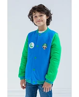 Super Mario Boys Nintendo Luigi Varsity Bomber Jacket to