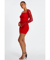 Quiz Women's Mesh Sequin Sleeve Bodycon Dress