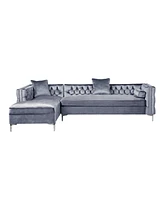 Inspired Home Olivia Velvet Button Tufted Left Facing Chaise Sectional Sofa