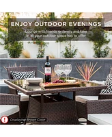 Best Choice Products 5-Piece Indoor Outdoor Wicker Patio Dining Table Furniture Set w/ Umbrella Cutout, 4 Chairs