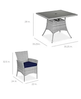 Best Choice Products 5-Piece Indoor Outdoor Wicker Patio Dining Table Furniture Set w/ Umbrella Cutout, 4 Chairs