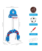 Best Choice Products 3-in-1 Toddler Basketball Hoop Sports Activity Center Grow With Me Play Set