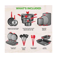 NutriChef Kitchenware Pots & Pans - High qualified Basic Kitchen Cookware Set, Non-Stick Bakeware with Utensils (21-Piece Set)