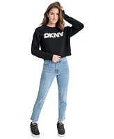 Dkny Jeans Women's Tinsel Logo Boucle Sweater