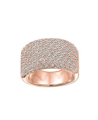 Bling Jewelry Micro Pave Cubic Zirconia Cocktail Wide Cz Pave Statement 1 2 Eternity Band Ring For Women Rose Gold Plated .925 Sterling Silver